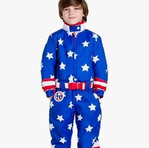 TIPSY ELVES KIDS SZ S 5-6 AMERICAN FLADG SNOWSUIT INSULATED WATERPROOF